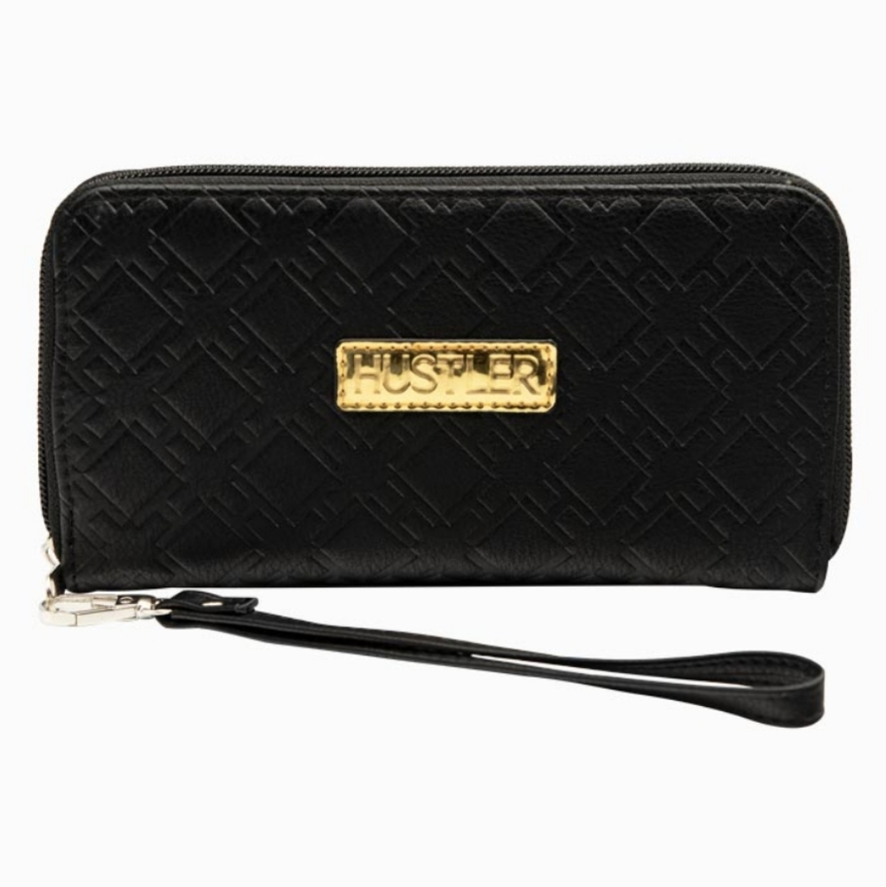 Hustler Black Faux Leather Wristlet, Wallet or Cosmetic Bag NWT